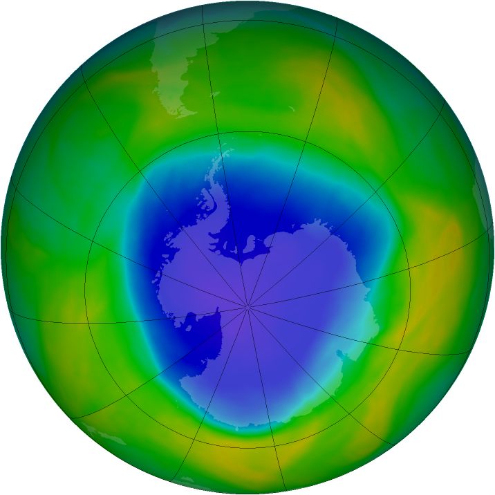 Antarctic ozone map for 16 November 2007